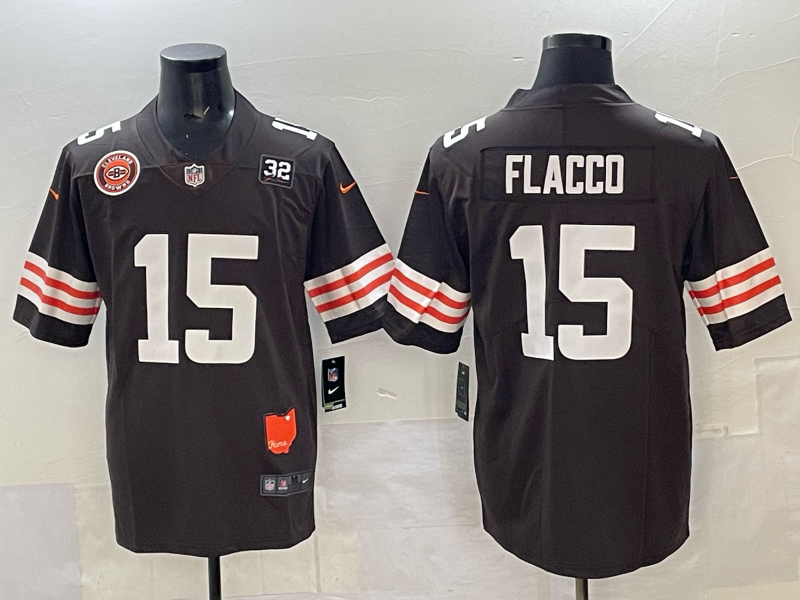 Men 2025 Cleveland Browns 15 Flacco brown Nike Limited NFL Jersey 00333